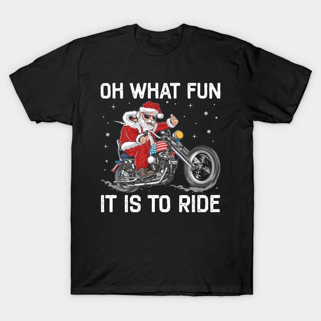 Biker Santa Motorcycle Fan Merry Christmas Xmas Holidays T-Shirt by DragonTees